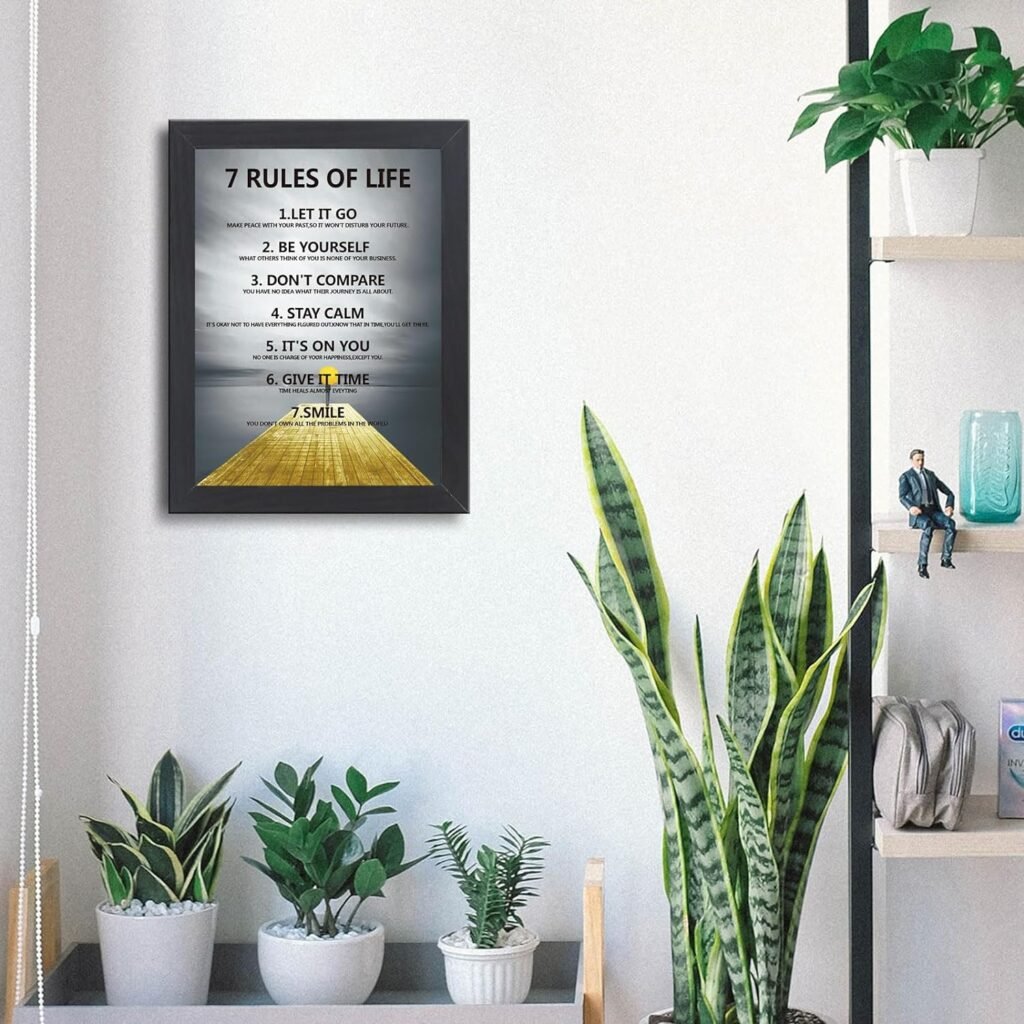 7 Rules of Life Motivational wall art ,Framed Canvas Wall Art Decor, inspirational wall art for Living Room Office Bedroom Decor, Motivational posters, office decor, Framed Positive Art Office