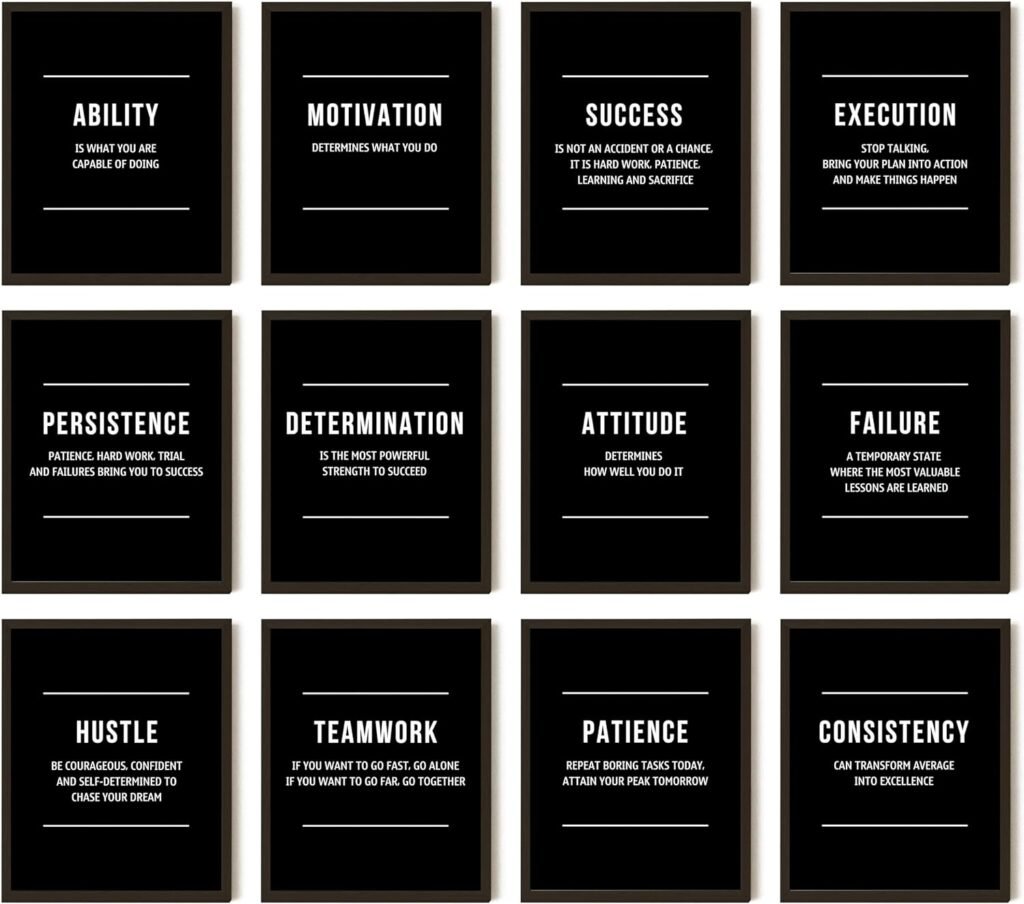 97 DECOR Success Motivational Wall Art for Office Decor - Black and White Inspirational Wall Decor, Entrepreneur Inspirational Quotes Wall Art Prints Positive Posters for Teens Bedroom (8x10 UNFRAMED)