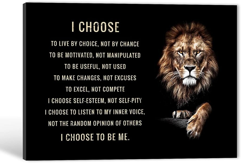 Inspirational Wall Art - Motivational Canvas Wall Art for Office, Inspiration Positive Quotes Wall Decor, Lion Motivational Wall Art, Canvas Framed Artwork for Home-Office Decoration (18x24 Inches)