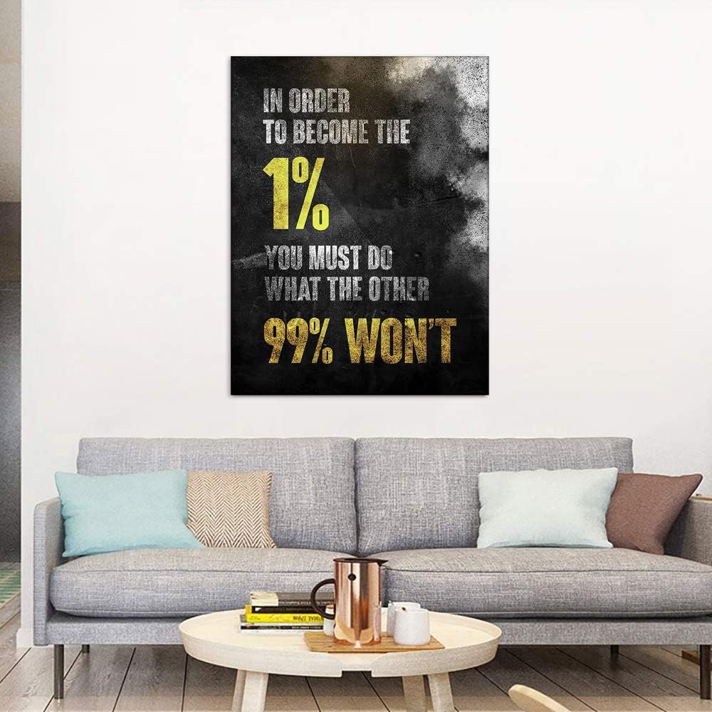 KaiLeFu-1% Entrepreneur Motivational Canvas Wall Art -Inspirational Wall Art Poster Quotes - Canvas Artwork Picture Print Framed for Home Office Bathroom Bedroom Bathroom Wall Decor-12 x16