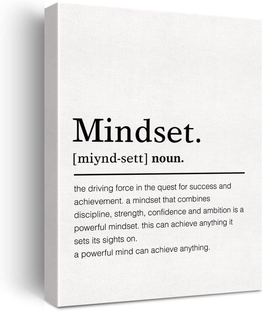 Mindset Definition Canvas Wall Art Motivational Mindset Quote Canvas Print Painting Office Home Wall Decor Framed Gift 12x15 Inch
