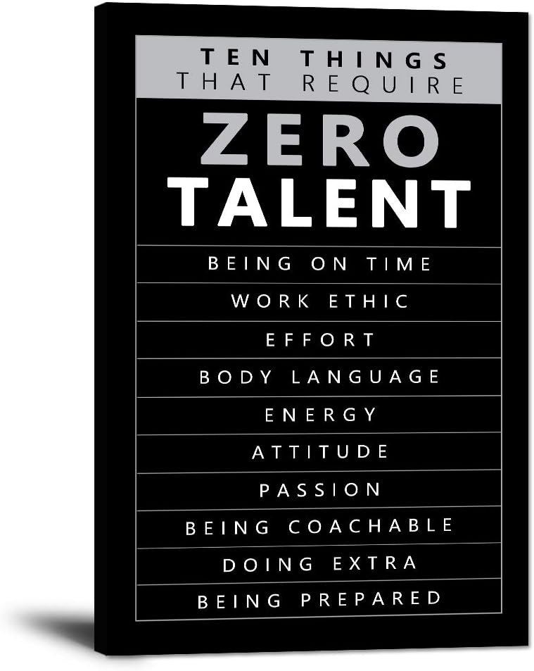 Motivational Wall Art for Office,10 Things that Require Zero Talent Poster,Office Artwork,Inspirational Zero Talent Quotes Wall Art Gifts Framed Ready to Hang-12x18 inches