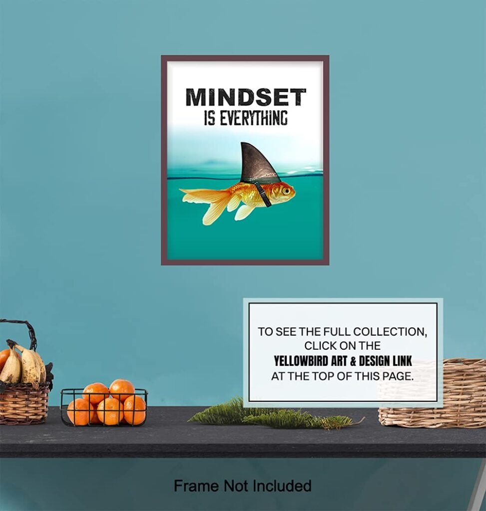 Motivational Wall Art Posters for Home, Office - Mindset is Everything - LARGE 11X14 - Inspirational Gifts for Men, Students - Entrepreneur Wall Art Decor - Uplifting Self-Improvement Positive Quotes