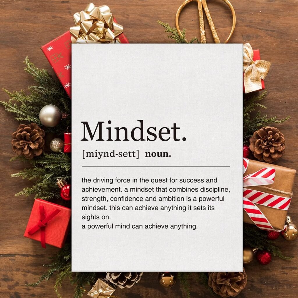 Office Wall Art Decor Mindset Definition Canvas Print with Inspirational Quote Framed Painting Motivational Picture for Home Office Wall  Tabletop Decor