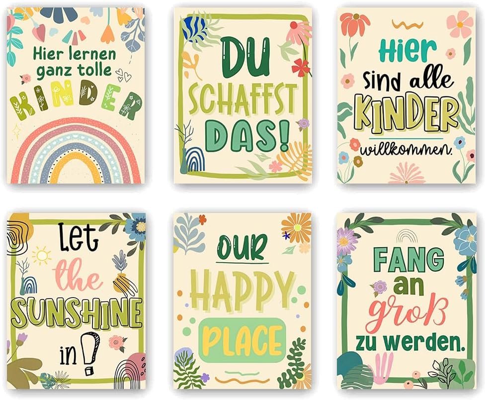 ZOQIPQO Inspirational Posters,Positive Affirmation Posters,Growth Mindset Posters for Elementary，Inspirational Wall Art,Motivational Growth Mindset Posters,Set of 6 (8X 10, No Frame